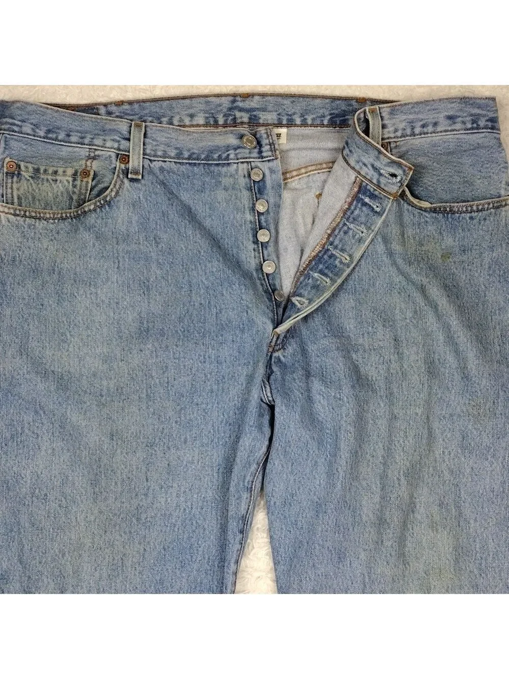 Levi's 501 Vintage Blue Light Wash Five Pocket Button Fly Straight Leg Jean